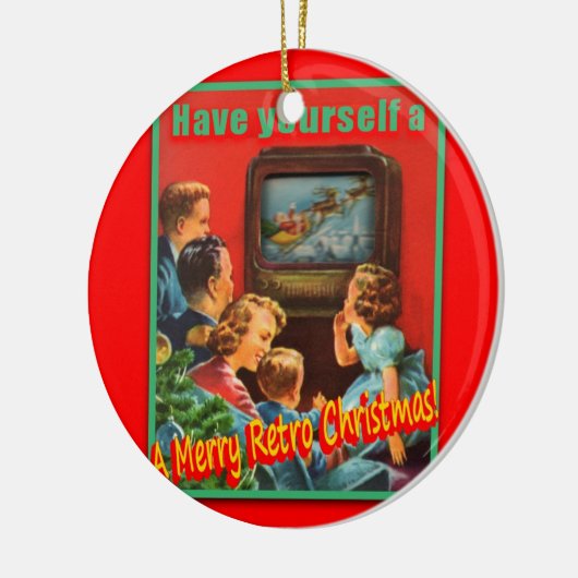 MerryRetroChrmsTV-CERAMIC Round Ornament (Links)