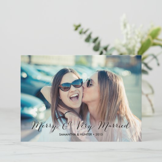 Merry's en zeer gehuwde paren feestdagenkaart (Staand voorkant)