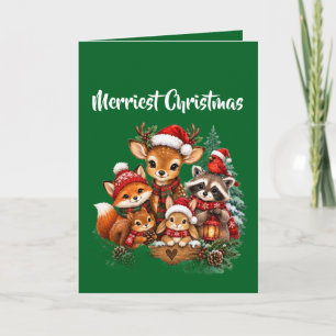 Merryste kerst bosdieren familie foto kaart