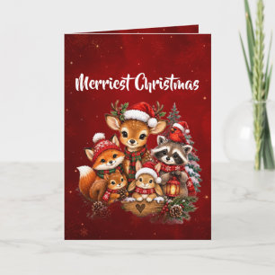Merryste kerst bosdieren familie foto kaart