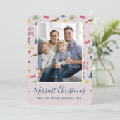 Merryste Kerst Script Patroon Foto Feestdagenkaart (Staand voorkant)