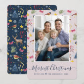 Merryste Kerst Script Patroon Foto Feestdagenkaart (Voorkant / Achterkant)
