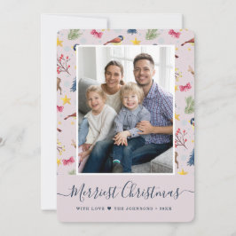 Merryste Kerst Script Patroon Foto Feestdagenkaart