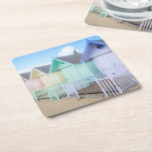 Mersea Island Beach Huts Kartonnen Onderzetters (Schuin)