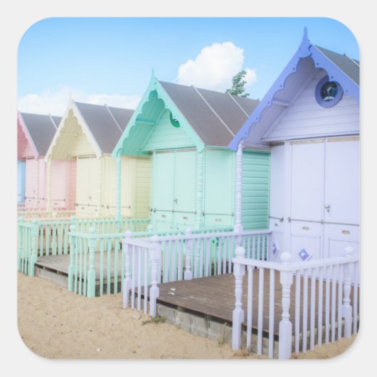 Mersea Island Beach Huts Vierkante Sticker (Voorkant)