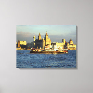 Mersey Ferry & Liverpool Waterfront Canvas Afdruk