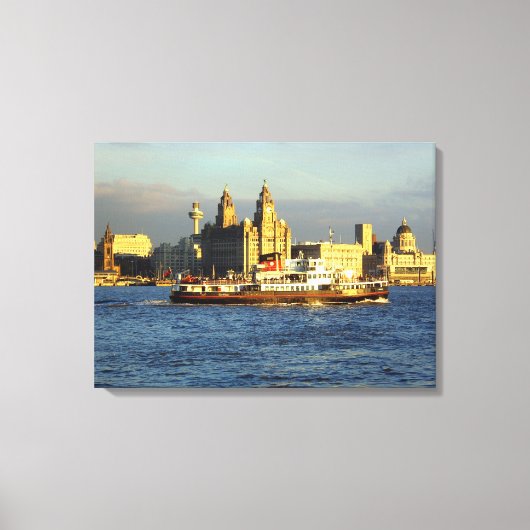 Mersey Ferry & Liverpool Waterfront Canvas Afdruk (Voorkant)