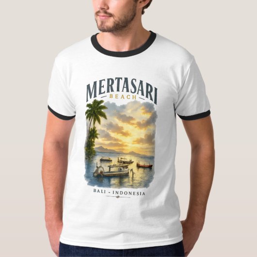 Mertasari Beach Bali Basic Ringert-shirt T-shirt (Voorkant)