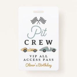 MERVERICK Race Car Birthday Party Pit CreIP Pass Badge