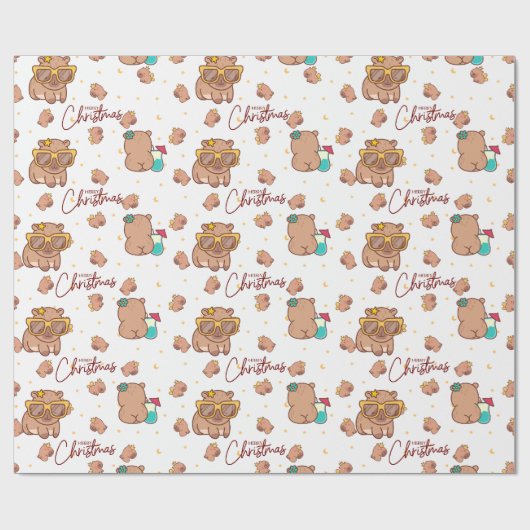Mery Christmas Capybara  Cadeaupapier (Vlak)