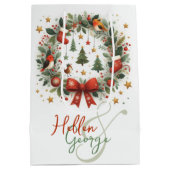 Mery Christmas Cones Mistletoe gepersonaliseerd Medium Cadeauzakje (Achterkant)