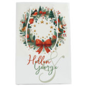Mery Christmas Cones Mistletoe gepersonaliseerd Medium Cadeauzakje (Voorkant)