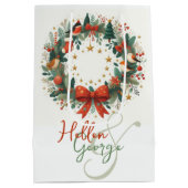 Mery Christmas Cones Mistletoe gepersonaliseerd Medium Cadeauzakje (Achterkant)