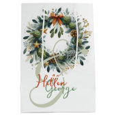 Mery Christmas Cones Mistletoe gepersonaliseerd Medium Cadeauzakje (Achterkant)