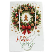 Mery Christmas Cones Mistletoe gepersonaliseerd Medium Cadeauzakje (Achterkant)