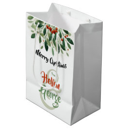 Mery Christmas Mistletoe gepersonaliseerd Medium Cadeauzakje