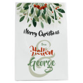 Mery Christmas Mistletoe gepersonaliseerd Medium Cadeauzakje (Voorkant)