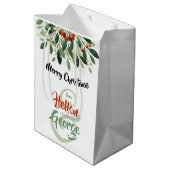 Mery Christmas Mistletoe gepersonaliseerd Medium Cadeauzakje (Achterkant Gekanteld)
