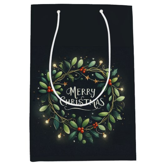 Mery Christmas Mistletoe Krans Medium Cadeauzakje (Voorkant)
