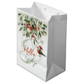 Mery Christmas Robin Mistletoe gepersonaliseerd Medium Cadeauzakje (Voorkant Gekanteld)