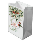Mery Christmas Robin Mistletoe gepersonaliseerd Medium Cadeauzakje (Achterkant Gekanteld)