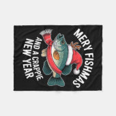 Mery Fishmas And A Crape New Year Funny Fishing Ch Fleece Deken (Voorkant (Horizontaal))