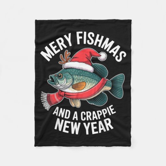 Mery Fishmas And A Crape New Year Funny Fishing Ch Fleece Deken (Voorkant)