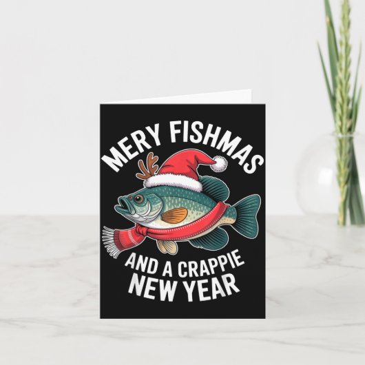 Mery Fishmas And A Crape New Year Funny Fishing Ch Kaart (Voorkant)