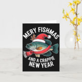 Mery Fishmas And A Crape New Year Funny Fishing Ch Kaart (Gele Bloem)