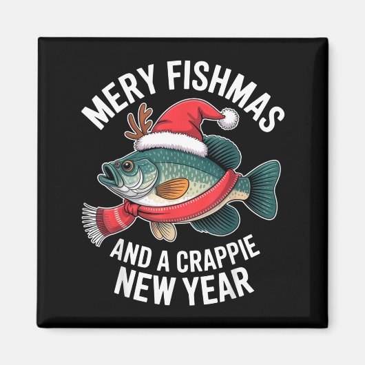 Mery Fishmas And A Crape New Year Funny Fishing Ch Magneet (Voorkant)