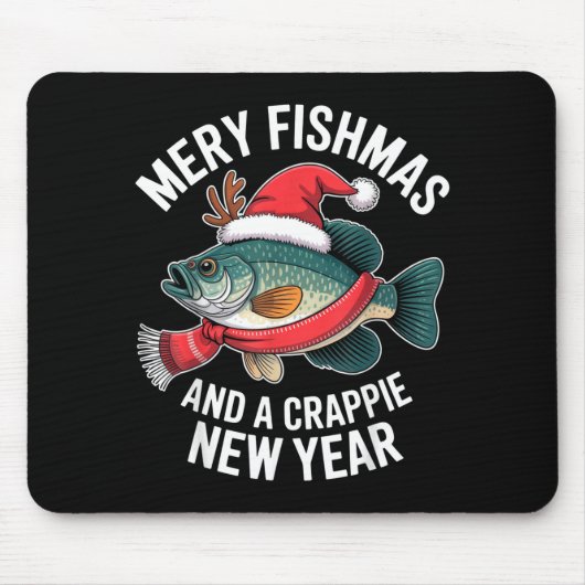 Mery Fishmas And A Crape New Year Funny Fishing Ch Muismat (Voorkant)