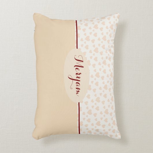 Meryam Monogram Harten Patroon in Perzik en Bourgo Accent Kussen (Voorkant(Verticaal))