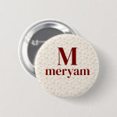 Meryam Monogram met Hearts Achtergrond badge Ronde Button 5,7 Cm (Voorkant /achterkant)