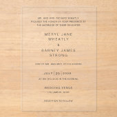Meryl Elegant Modern Wedding Acryl Uitnodigingen (Voorkant)