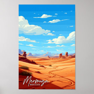 Merzouga Marokko Kunst vintage reisillustratie Poster