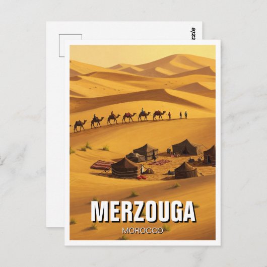 Merzouga Marokko Reizen Briefkaart (Voorkant / Achterkant)