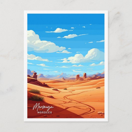 Merzouga Marokko Reizen Illustratie Briefkaart (Voorkant)