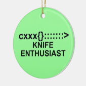 Mes enthousiasteling teken keramisch ornament (Links)