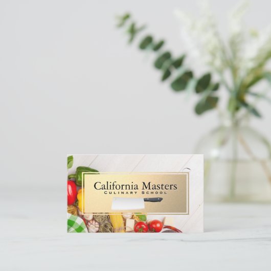 Mes | Fruit Groenten | Gouden Frame Visitekaartje (Staand voorkant)