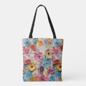 Mes geschilderde bloemen tote bag (Achterkant)