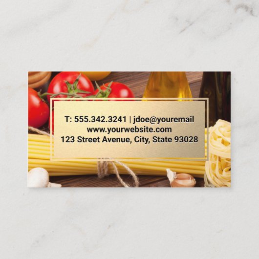 mes | keukengerei | Pasta en groenten Visitekaartje (Achterkant)