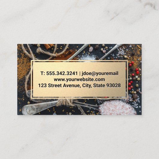 mes | Lepels en specerijen | Goud Lijst Visitekaartje (Achterkant)