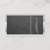 mes | met leer gestikt | metalen rand visitekaartje (Achterkant)