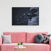 Mes op zwart canvas afdruk (Insitu (Woonkamer))