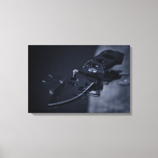 Mes op zwart canvas afdruk (Voorkant)