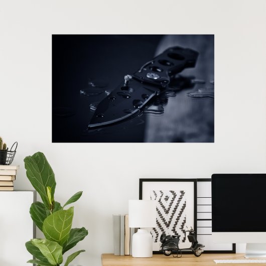 Mes op zwart poster (Thuiskantoor)