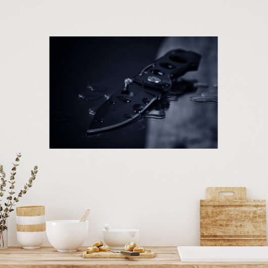 Mes op zwart poster (Keuken)