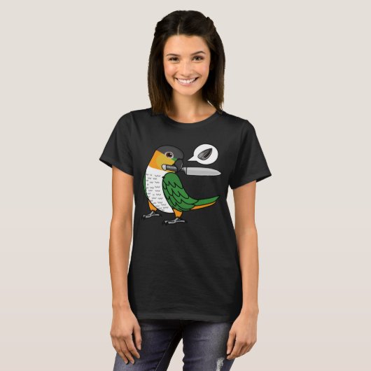 Mes papegaai wil zaden Ik zwart hoofd Caique T-shirt (Voorkant volledig)