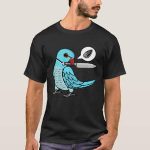 Mes papegaai wil zaden in blauwe indiaanse ringnec t-shirt