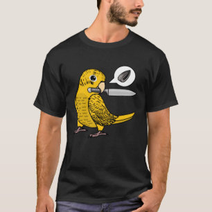 Mes papegaai wil zaden in gele lution budgie bus t-shirt